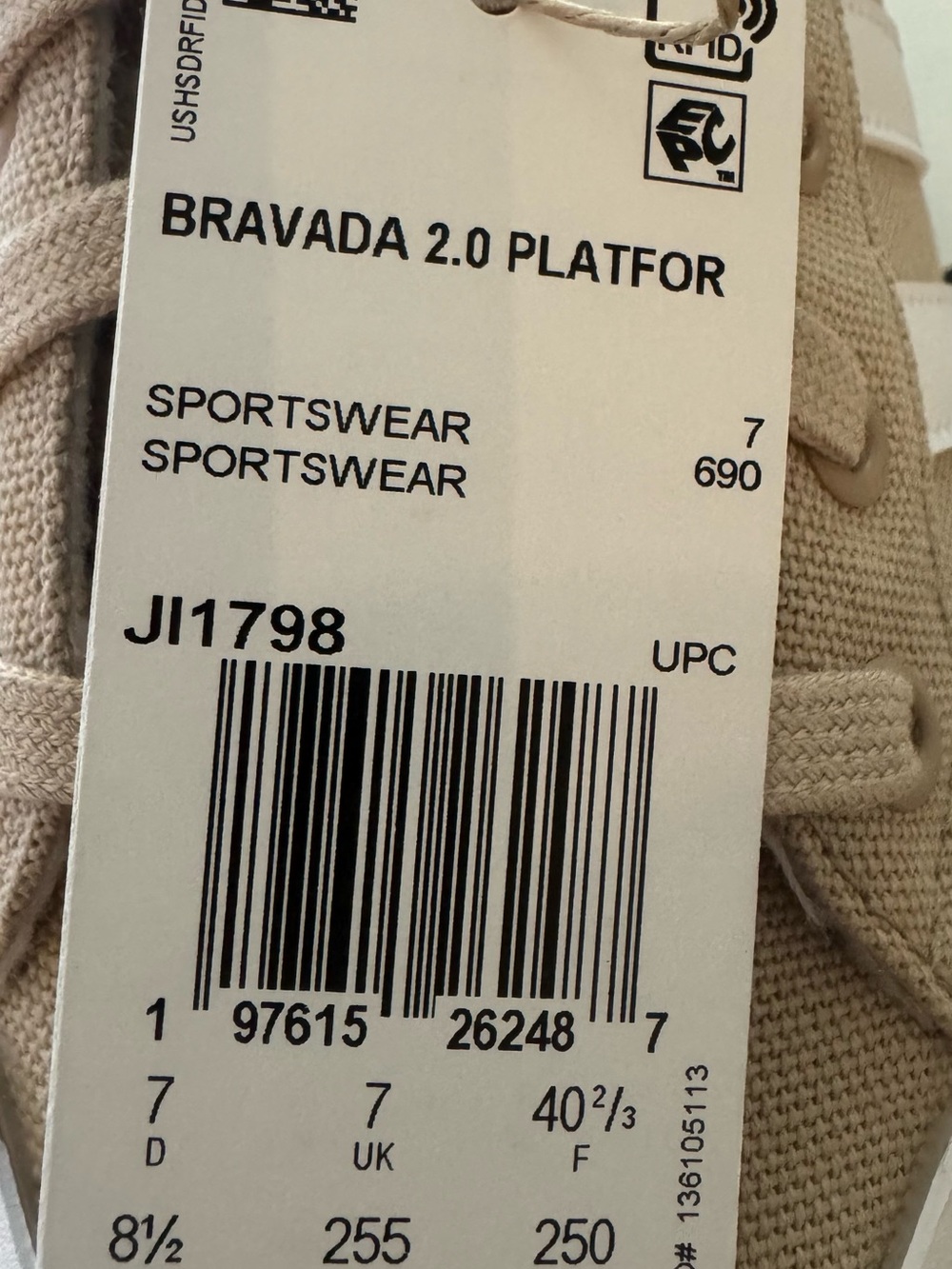 adidas Bravada 2.0 Platform Sneakers in Beige and White - Picture 6 of 6